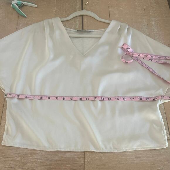 SHORT-SLEEVED SATIN BLOUSE - Picture 8 of 10